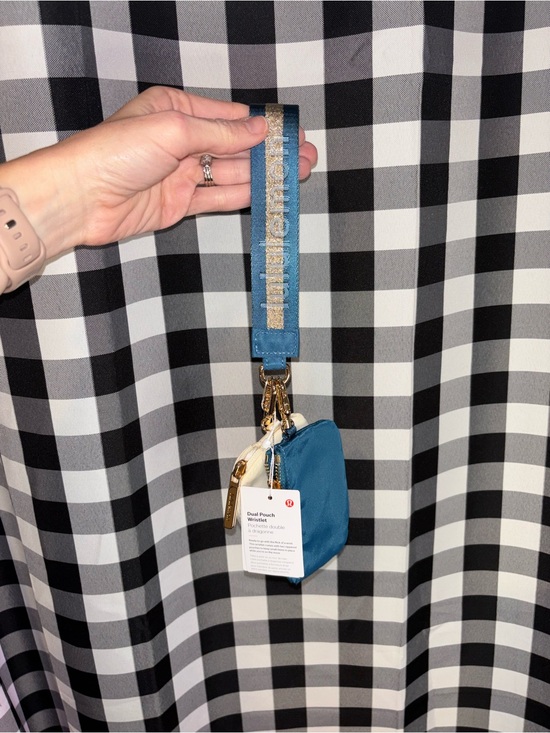 lululemon athletica Handbags - lululemon athletica Teal and White Dual Pouch Wristlet with Gold Hardware